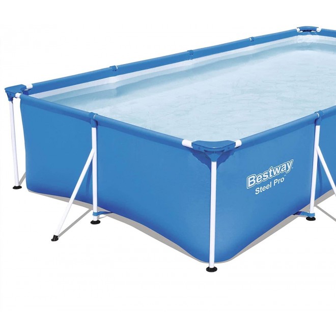 Bestway 56512E Steel Pro 13ft x 7ft x 32in Outdoor Rectangular Frame Above Ground Swimming Pool, Blue (Pool Only)