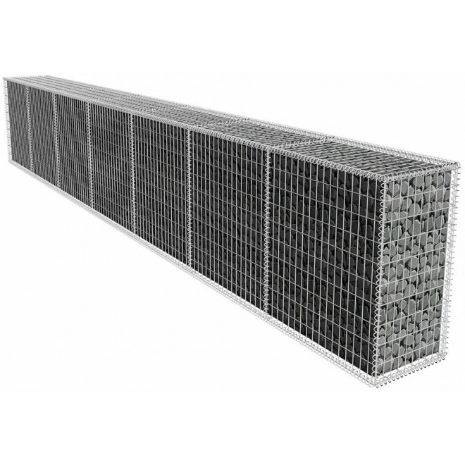 Gabion Wall with Cover, Galvanized Steel Gabion net, cage with retaining Wall 19.7'x1.6'x3.3'