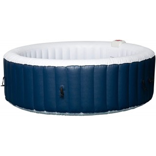 Outsunny 82'' x 26'' Portable Hot Tub 4 Person Outdoor Inflatable Round Heated Tub Spa with 130 Bubble Jets, Filter Pump, Cover, Blue