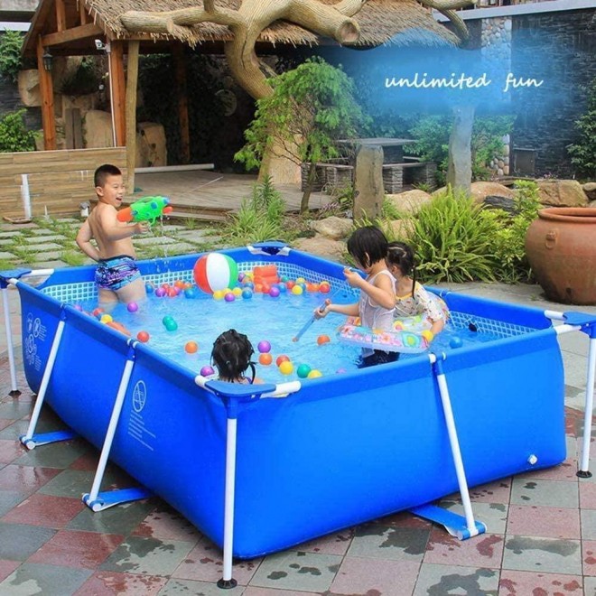 Rectangular Frame Pool, Large Swimming Pool, Swimming Center for Children and Adults Family Lounge with Steel Pipe Bracket