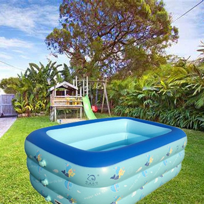RGRE Inflatable Pool 103x69x24 Inch, Blow Up Swimming Pool, Family Full-Size Kiddie Pools, Above Ground Rectangle Lounge Pool, Inflatable Swimming Pools for Kids Adults, for Garden, Outdoor