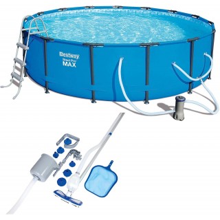 Bestway 15ft x 42in Steel Pro Max Round Frame Above Ground Pool with Accessories
