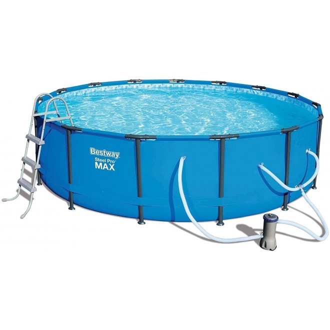 Bestway 15ft x 42in Steel Pro Max Round Frame Above Ground Pool with Accessories