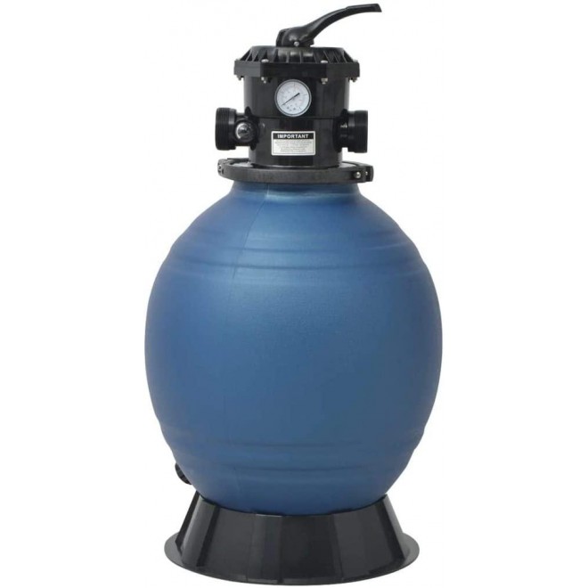 FAMIROSA Pool Sand Filter with 6 Position Valve Blue 18 inch