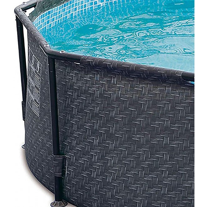 Summer Waves P2001448E14ft x 48in Round Frame Above Ground Swimming Pool Set with Ladder, Skimmer Pump, Cartridge, Ladder, and Maintenance Kit, Gray
