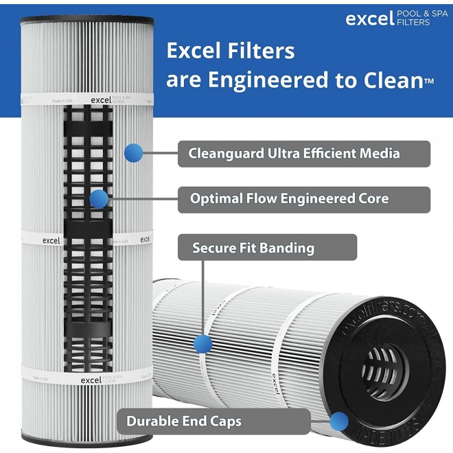 Excel Filters XLS-710 Replacement Pool Filter Cartridge for Hayward C3020, C3025, C3030. Also Replaces Hayward CX580XRE, Unicel C-7483, Filbur FC-1225, Pleatco PA81