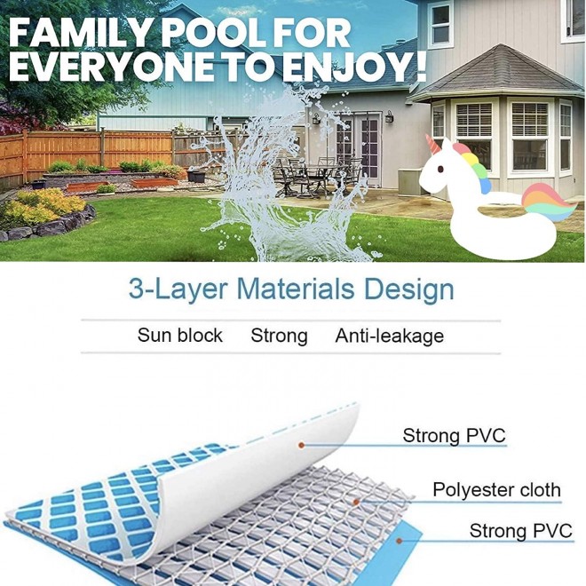 Swimming Pool Above Ground Pool - 14ft x 33in Inflatable Pool for Adults, Quick Easy to Set Pool, Kiddie Pool for Backyard Pool, Portable Home Outdoor Round Pool for Kids, Toddlers. Family, Garden