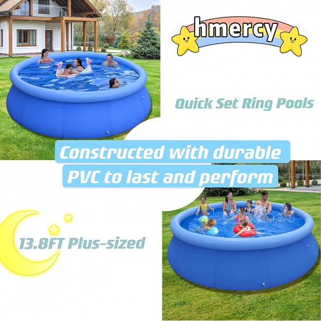 Swimming Pool Above Ground Pool - 14ft x 33in Inflatable Pool for Adults, Quick Easy to Set Pool, Kiddie Pool for Backyard Pool, Portable Home Outdoor Round Pool for Kids, Toddlers. Family, Garden