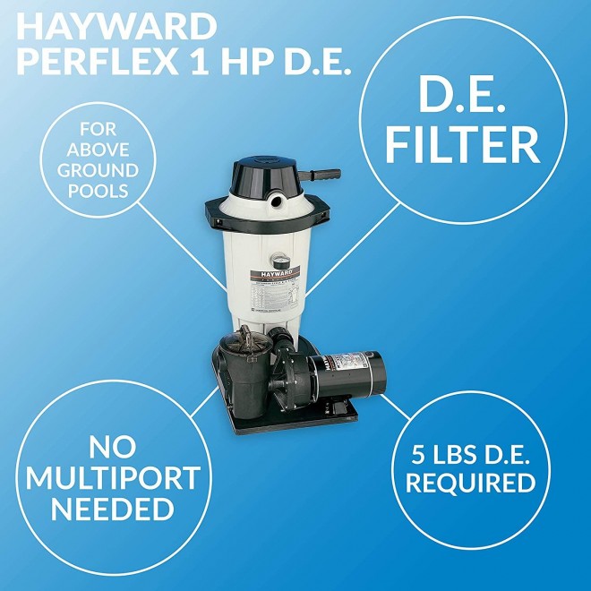 Hayward W3EC50C93S Perflex1.5 HP Diatomaceous Earth Filter Pump System for Above-Ground Pools