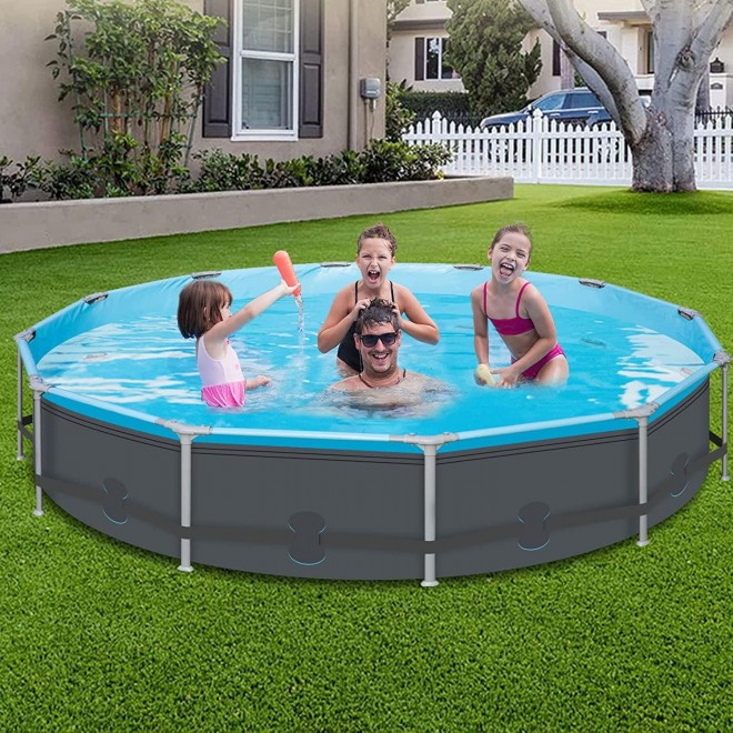 EDOSTORY Above Ground Swimming Pool 12ft x 30in with Filter Pump for Kids, Adults, Outdoor, Backyard