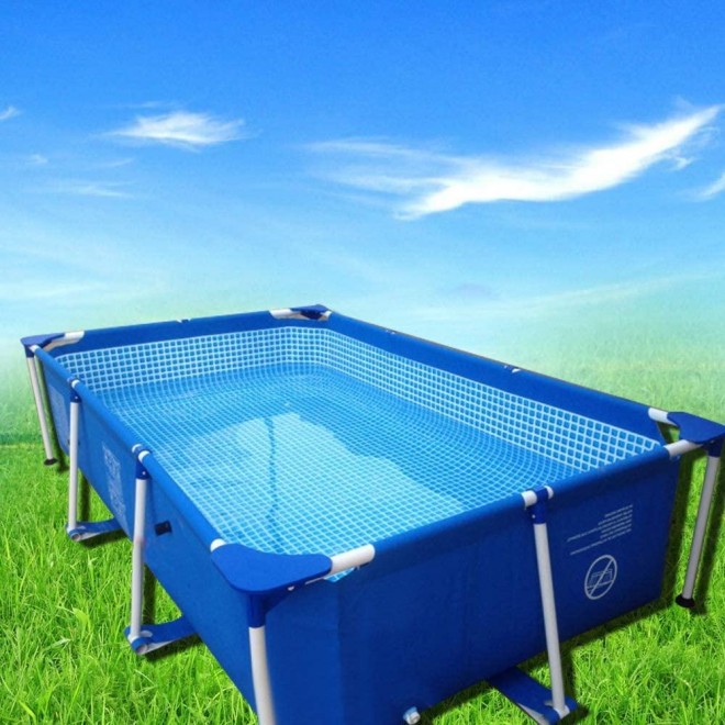 Colilove Outdoor Rectangular Frame Above Ground Swimming Pool, Blue (Pool Only)
