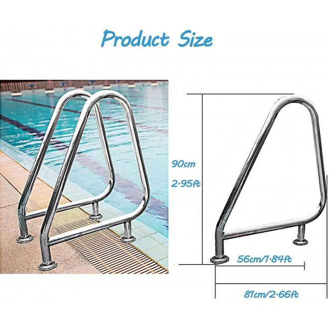 Handrail Handrail 304 Stainless Steel with Full Set of Accessories Safety Pool Hand Rails for Access Spa and Inground Pool Entry (with 4ft Royal Blue Cover)