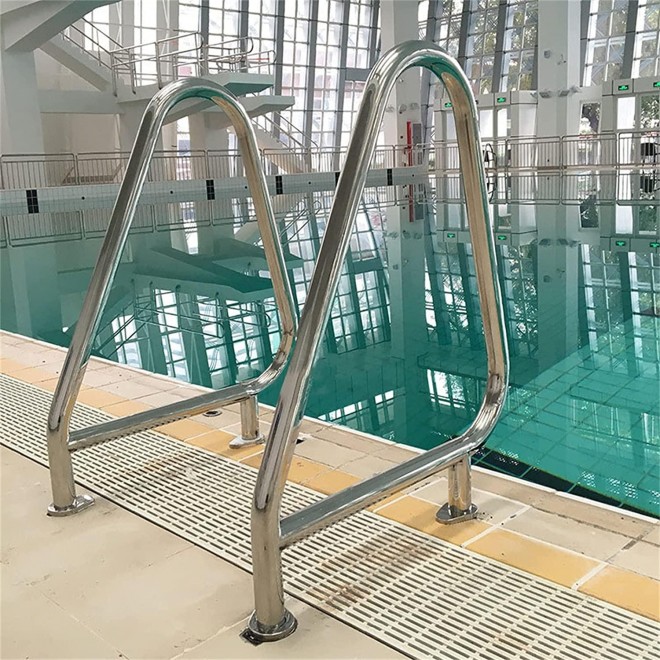 Handrail Handrail 304 Stainless Steel with Full Set of Accessories Safety Pool Hand Rails for Access Spa and Inground Pool Entry (with 4ft Royal Blue Cover)