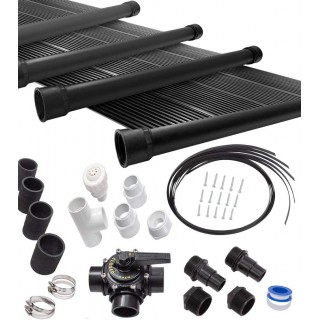 SunQuest Complete Pool Heater System - 4 (2ft x 10ft) Panels w/Bypass and Roof Kit - Solar Heater for Above Ground & Inground Swimming Pools - Tube on Web Design Panel-Polypropylene UV Resistant