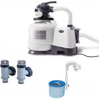 Intex 2800 GPH Sand Filter Pump w/ Automatic Timer Replacement Valves & Skimmer