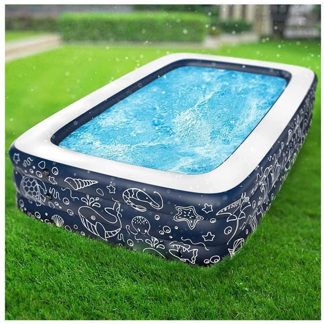 ZIZAVA PVC Home Inflatable Swimming Pool 120 x 72 in, Thickened Paddling Pool, Suitable for Outdoor, Garden, Backyard, Summer Water Parties, Easy to Place and fold, Dark Blue