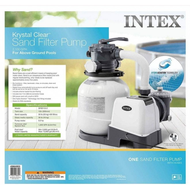 Intex 2100 GPH Pool Sand Filter Pump w/Krystal Clear Saltwater System