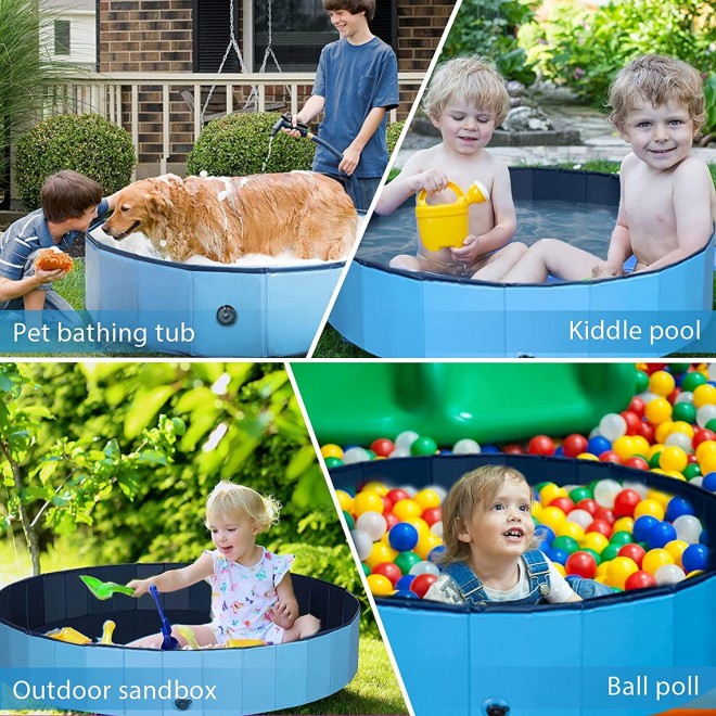 Dog Pool, Foldable Pet Pool Portable Pet Bath Tub Outdoor Swimming Pool for Large Dogs or Cats and Kids (Medium(48)