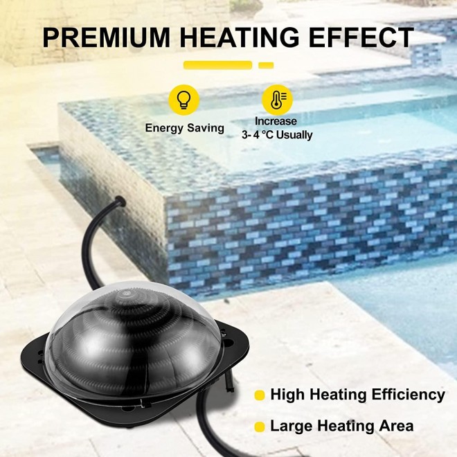 ZEFS--ESD Convenient Solar Dome Heater In ground/Above Ground Swimming Pool Water Heater Sun Heated Dome Black for Outdoor Pools