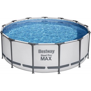 Bestway Steel Pro MAX Ultra Durable 13 Foot Round Above Ground Pool Set with 3 Layer Liner, 1,000 Gallon Pump, Ladder, and Pool Cover