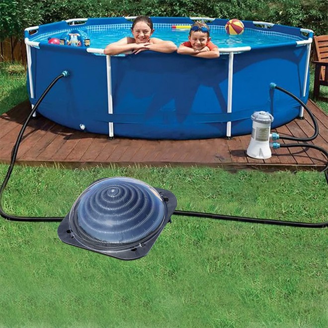 YUEWO Solar Dome Above Ground Pool Heater for Inground and Above Ground Outdoor Swimming Pools Water Heater with Connector, Black