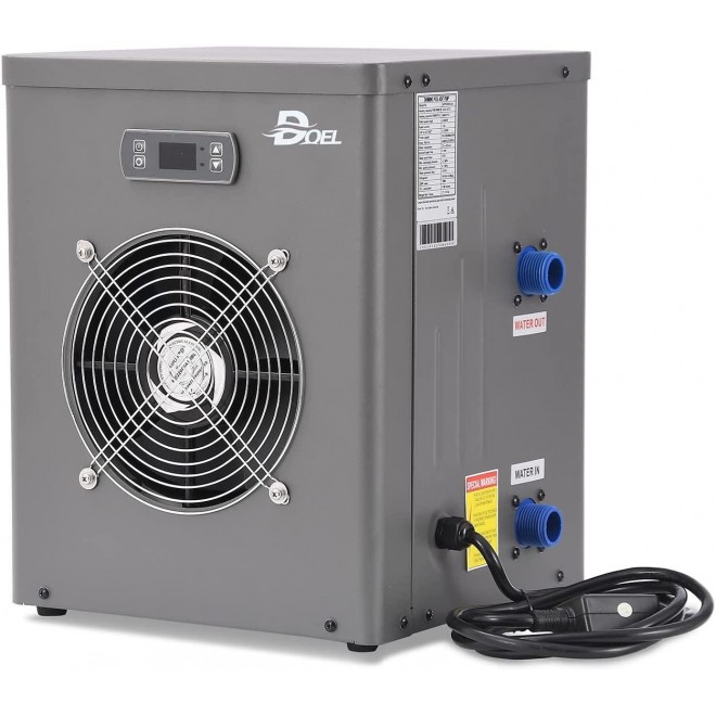 DOEL 11800 BTU Mini Swimming Pool Heat Pump for Above-Ground Pools, 3.45 kW Electric Pool Heater with Titanium Heat Exchanger, 110V 60Hz