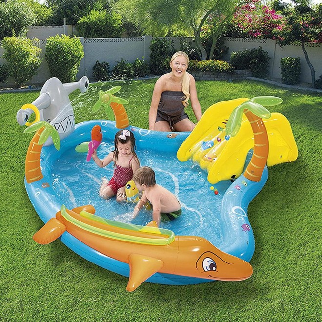 YYFGJCC Children's Inflatable Swimming Pool with Water Spray,Kids Paddling Pool with Slide,Summer Toys,Family Pool for Outdoor,280x257x87 cm,for Children Toddlers Boys Girls and Adults