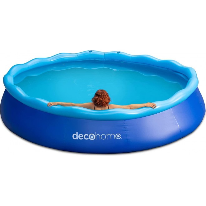 Deco Home 12FTx30IN Simple Set Above Ground Inflatable Portable Swimming Pool with Filter Pump and Fast Air Compressor for Quick Inflation, Great for Families, Kids, and Small Backyards