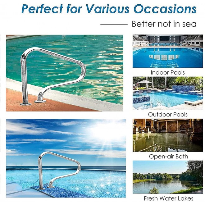SYCARPET Swimming Pool Handrail w/Complete Accessories | Pool Rail | Pool Railing | Spa Handrail for Sloped Entry, Spa, Water Park(1pcs)