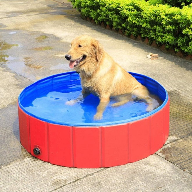 Dog Pool, Foldable Pet Pool Portable Pet Bath Tub Kiddie Outdoor Swimming Pool for Large Dogs or Cats and Kids (60 * 20CM)