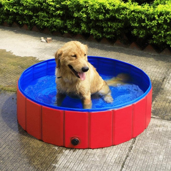 Dog Pool, Foldable Pet Pool Portable Pet Bath Tub Kiddie Outdoor Swimming Pool for Large Dogs or Cats and Kids (60 * 20CM)