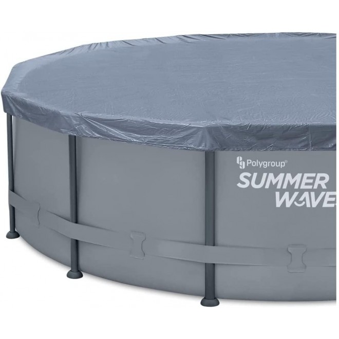 SUMMER WAVES 14ft Elite Frame Grey Pool with Filter Pump, Cover, and Ladder