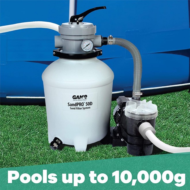 GAME SandPRO 50D Series, Complete 0.5HP Replacement Pool Sand Filter Unit, Designed for Intex & Bestway Pools, High-Performance Above-Ground Pool Vacuum, Energy Efficient, Easy to Operate