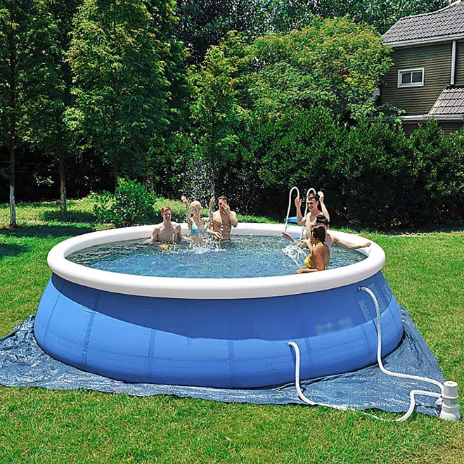 Summer Family Swimming Pool for Kids & Adults - 15ft x 33in Quick Set Inflatable Lounge Pool Above Ground Swimming Pool with Filter Pump for Kiddie/Toddler Use in Garden, Backyard Outdoor Pool
