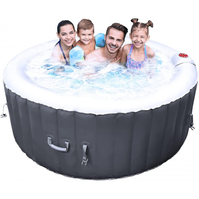 OmniSpa Outdoor Indoor Inflatable Portable Hot Tub Spa AirJet Bubbles | 5 Year Warranty | 4-Person | Built-in Filtration System (Cover, Heat Pump, Filter Included) Camping, RV, Relaxation Therapy