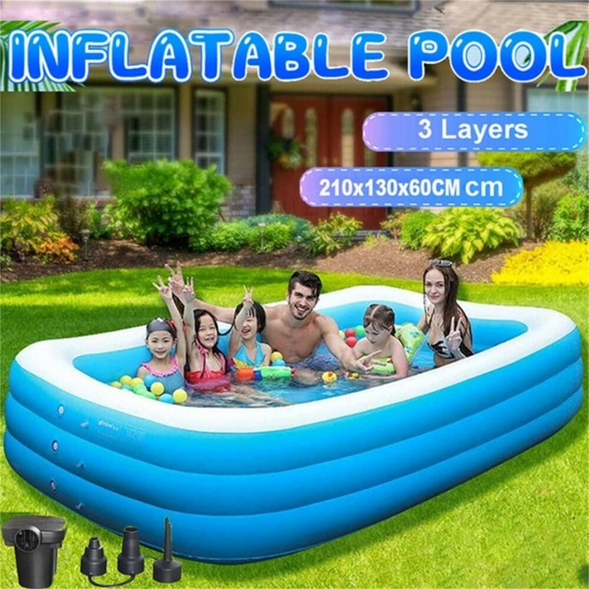 YBAMZQ Inflatable Swimming Pool Full Sized Family Inflatable Swimming Pool Above Ground, for Adults Teens Blow Up Pool for Garden/Backyard/Indoor/Outside