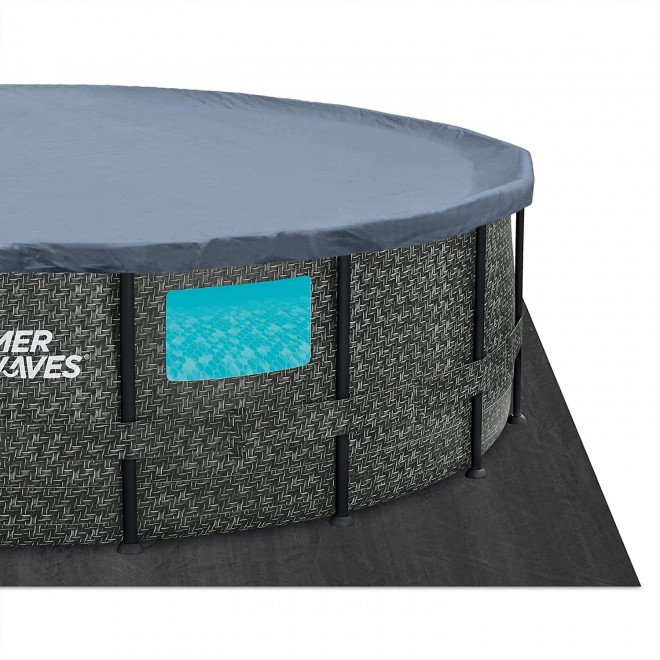 Summer Waves Elite P8A01648B 16ft x 48in Above Ground Frame Swimming Pool Set w/ Filter Pump, Pool Cover, Ladder, Ground Cloth, & Maintenance Kit