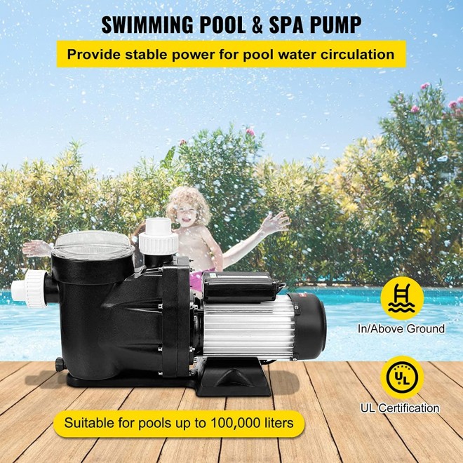 Happybuy 2.5HP 8880 GPH Swimming Pool Pump,1850W Above Ground Powerful Filter Pump for Spa Water Circulation Apply Swimming Pool, Bathtub