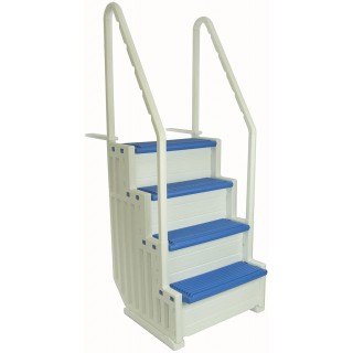 Confer Plastics Above Ground Swimming Pool Ladder | Heavy Duty | White Frame with Blue Steps | Deck Height Up to 60 Inches | Makes Getting in & Out of Pool A Lot Easier