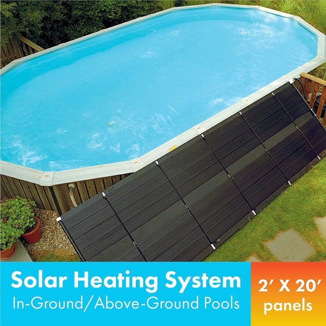 SunHeater Solar Heater, Includes Two 2’ x 20’ Panels (80 sq. ft.), 10-Year Warranty – Heating System for Aboveground/Inground Swimming Pools – Raises Water Temperature up to 15°F – S2220U