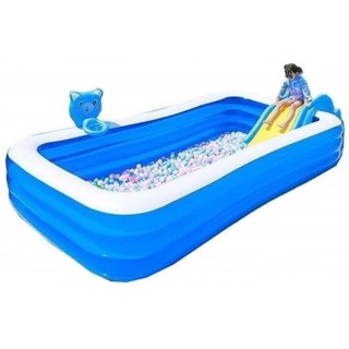 ZHANGWN Inflatable Pool Kiddie Pool Swimming Pool Oversize Design Swimming Pool with Slide and Inflatable Basketball Hoop for Kids, Family Interaction Summer Pool Party