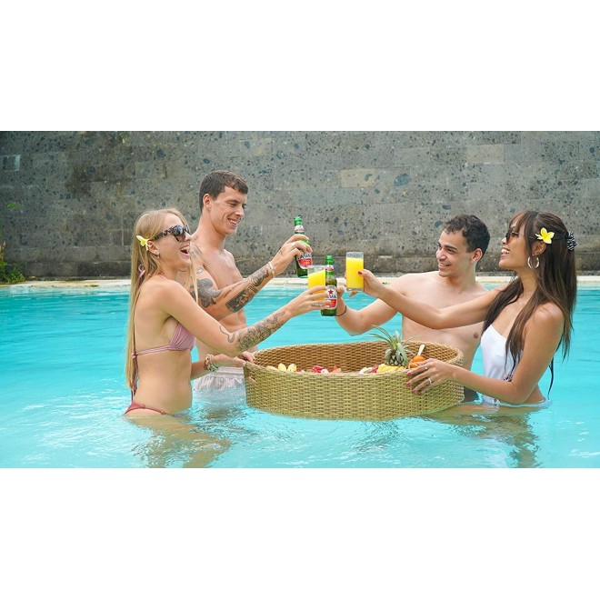 Floating Serving Trays Table Bar XLGE Heart - Swimming Pool Floats for Adults for Sandbars, Spas, Bath, and Pool Parties | Floating Tray for Pools Serving Drinks, Brunch, Food on The Water.