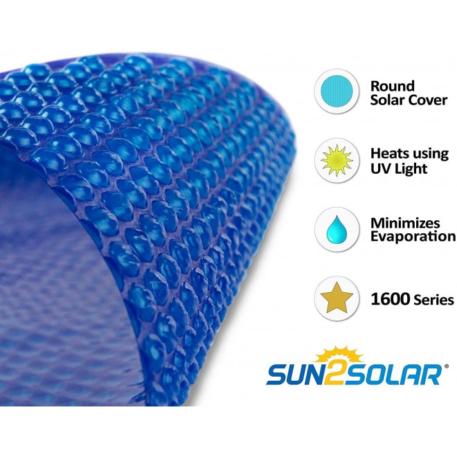 Sun2Solar Blue 24-Foot Round Solar Cover | 1600 Series Style | Heat Retaining Blanket for In-Ground and Above-Ground Round Swimming Pools | Use Sun to Heat Pool Water | Bubble-Side Facing Down in Pool