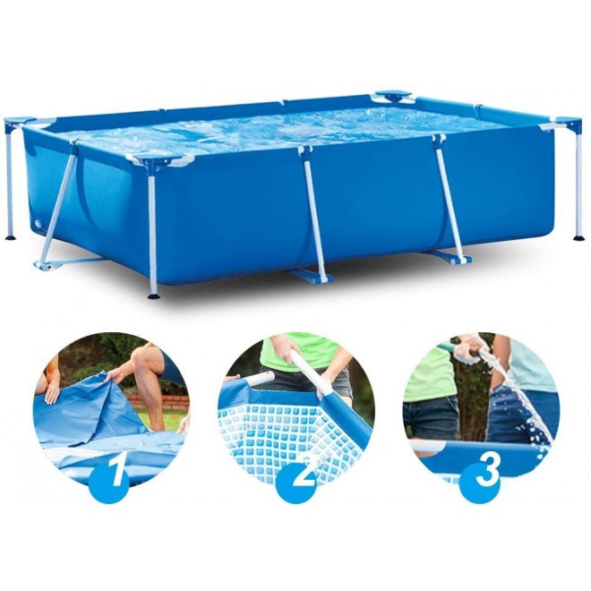 Colilove Outdoor Rectangular Frame Above Ground Swimming Pool, Blue (Pool Only)