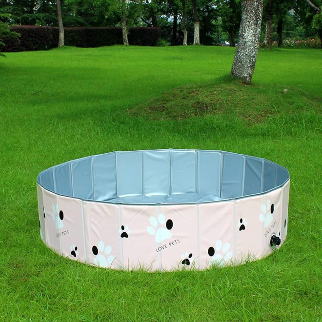 Dog Pool, Foldable Pet Pool Portable Pet Bath Tub Kiddie Outdoor Swimming Pool for Large Dogs or Cats and Kids (Pink 60x20cm)