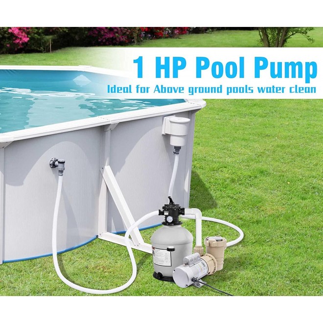 CIPU 1HP Pool Pump Powerful 4600GPH High Flow for in/Above Ground Pools 6-Foot Cord 115V for Easy Installation Swimming Pool Filter System Replacement Pump ETL Certificated, CSPPS702