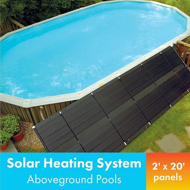 SunHeater Solar Heater, Includes Two 2’ x 20’ Panels (80 sq. ft.), 10-Year Warranty – Heating System for Aboveground Swimming Pools – Raises Water Temperature up to 15°F – S2220AG