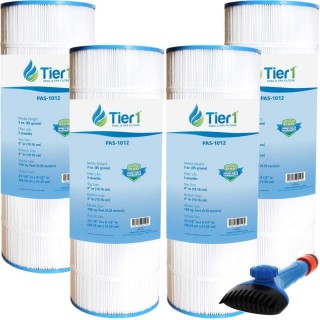 Tier1 Pool & Spa Filter Replacement for Hayward C1100, Star Clear IIC1100, Filbur FC-1290, Pleatco PA100, Unicel C-8610 Pool Filter Cartridge 4-Pack Bundle with Tier1 Wand Brush Filter Cleaner