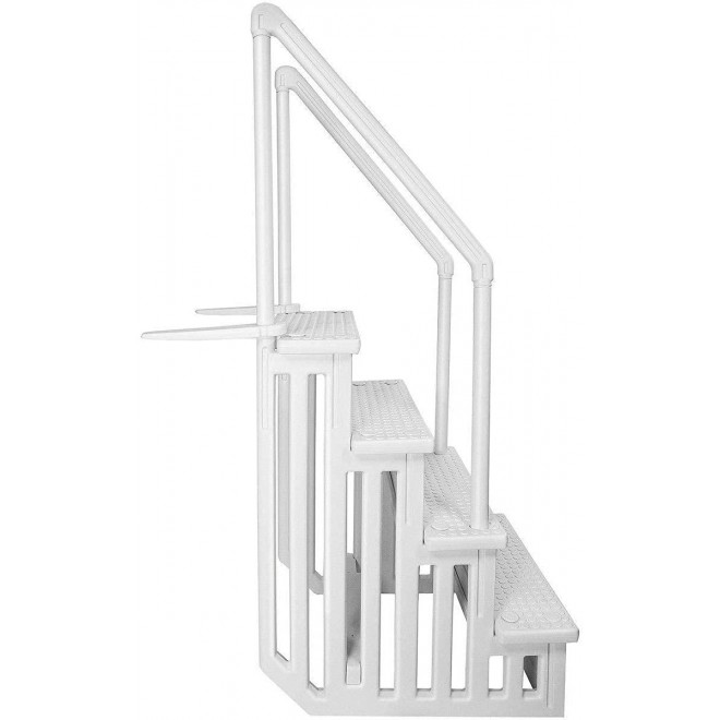 Aqua Select Above Ground Anti-Slip Pool Steps to Deck | Safety Swimming Pool Ladder | Designed for Above Ground Swimming Pools | Holds Up to 350 Pounds | White