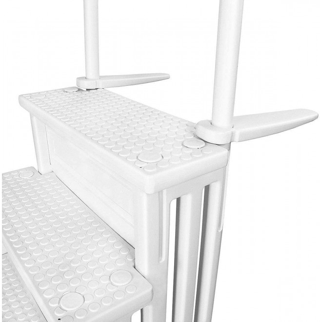 Aqua Select Above Ground Anti-Slip Pool Steps to Deck | Safety Swimming Pool Ladder | Designed for Above Ground Swimming Pools | Holds Up to 350 Pounds | White